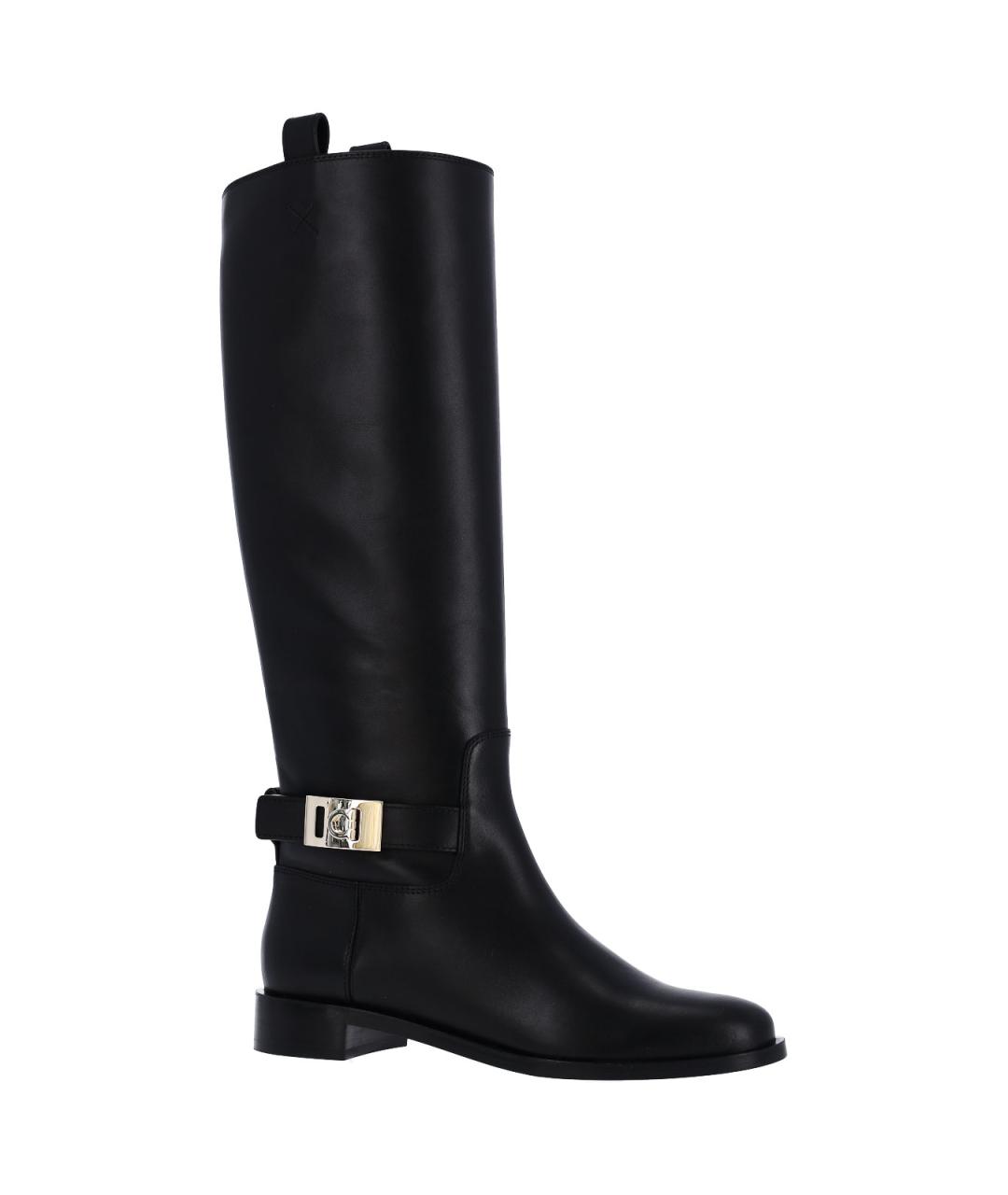FERRAGAMO Черные кожаные сапоги, фото 2