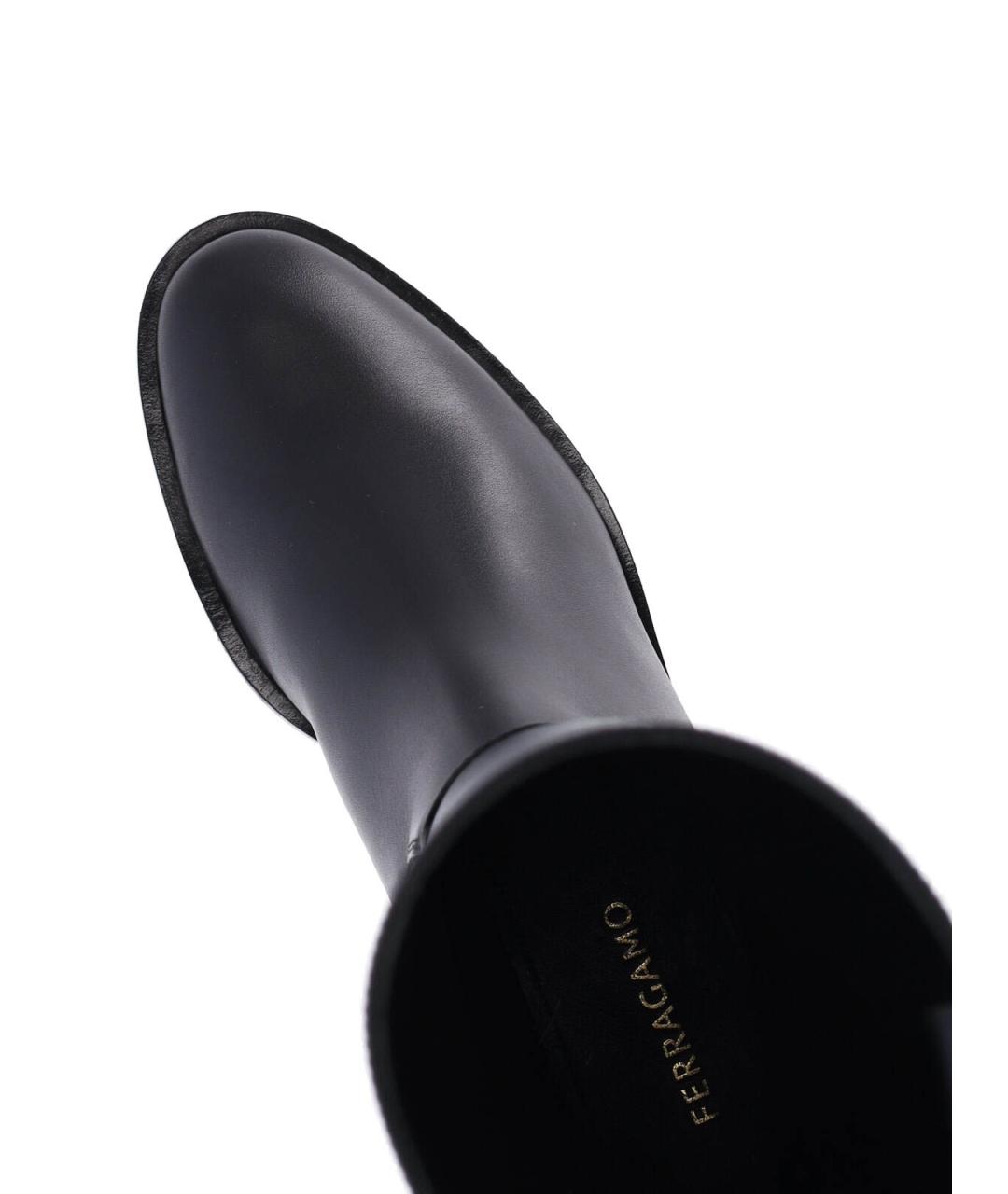 FERRAGAMO Черные кожаные сапоги, фото 5