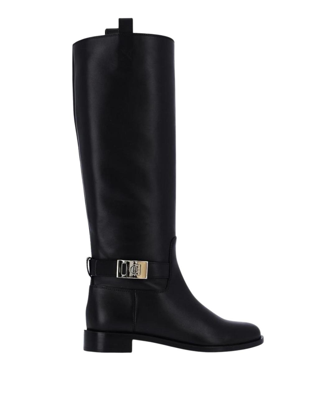 FERRAGAMO Черные кожаные сапоги, фото 1