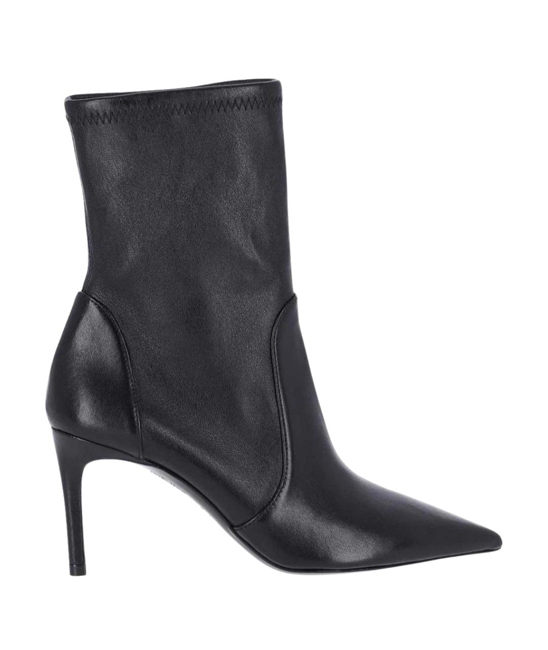 STUART WEITZMAN Черные кожаные ботильоны, фото 1
