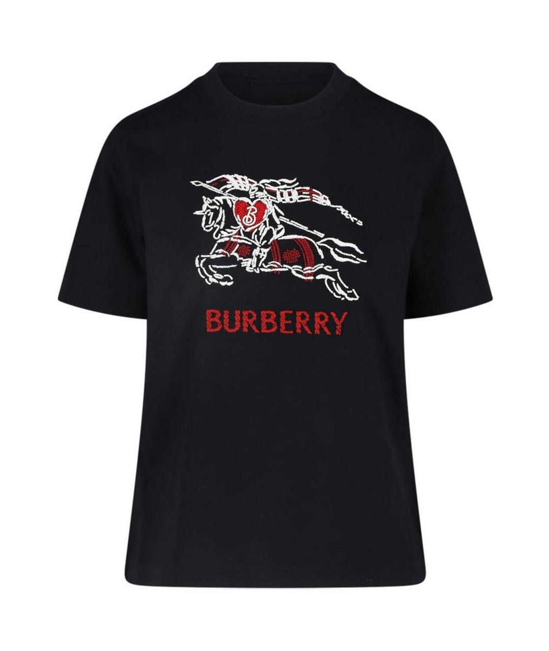BURBERRY Черная хлопковая футболка, фото 1