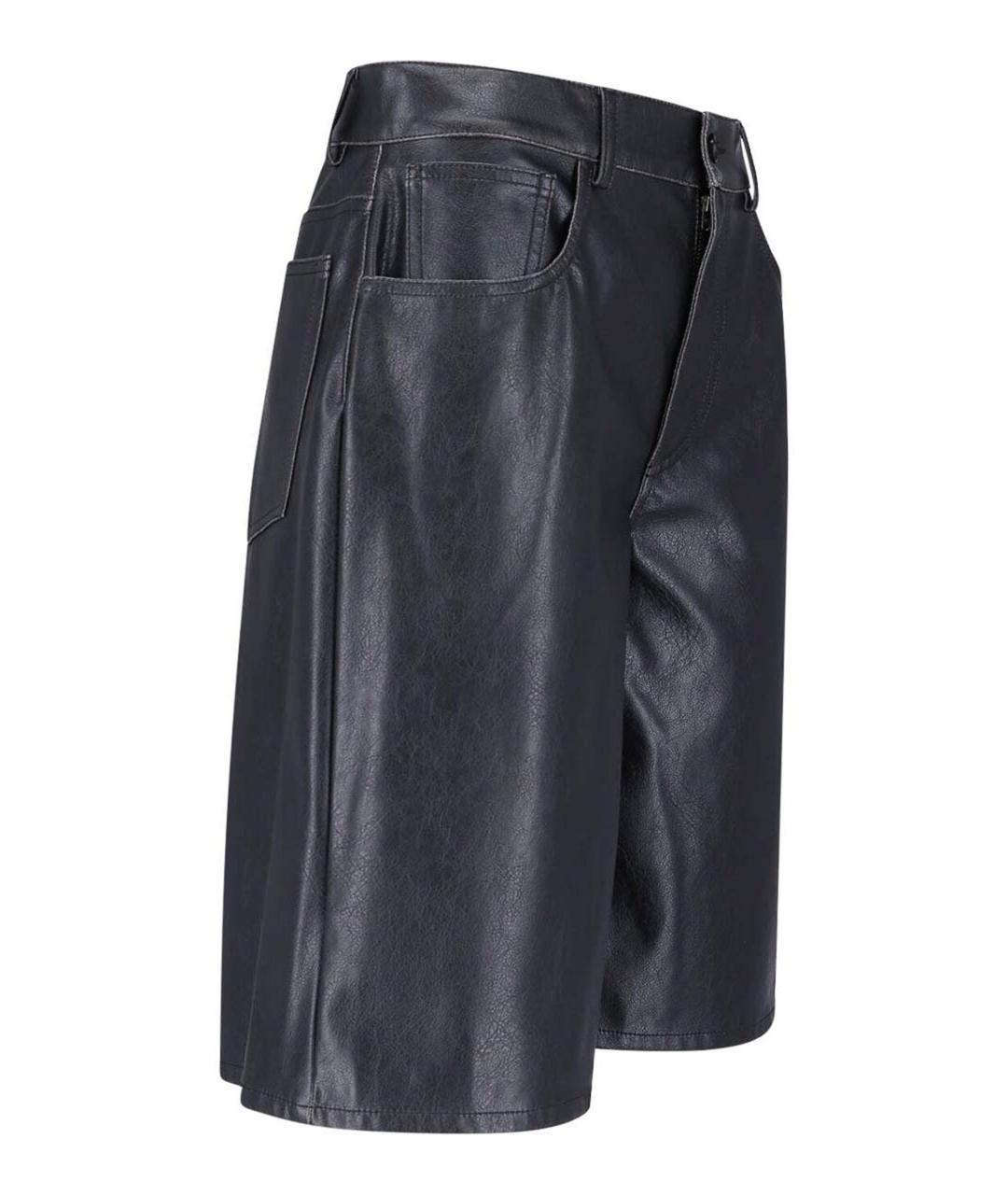 MM6 MAISON MARGIELA Черные кожаные шорты, фото 3