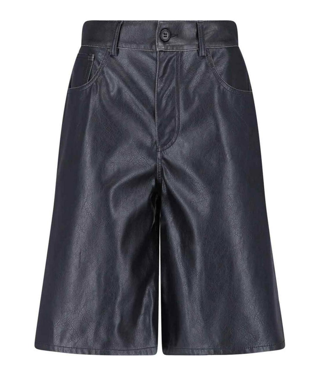 MM6 MAISON MARGIELA Черные кожаные шорты, фото 1