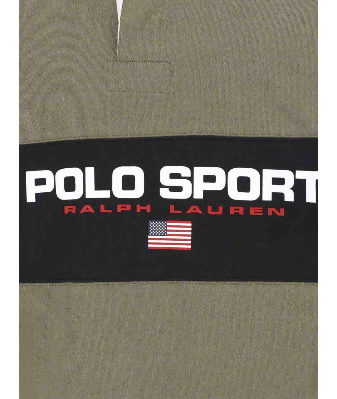 POLO RALPH LAUREN Зеленое хлопковое поло с длинным рукавом, фото 3