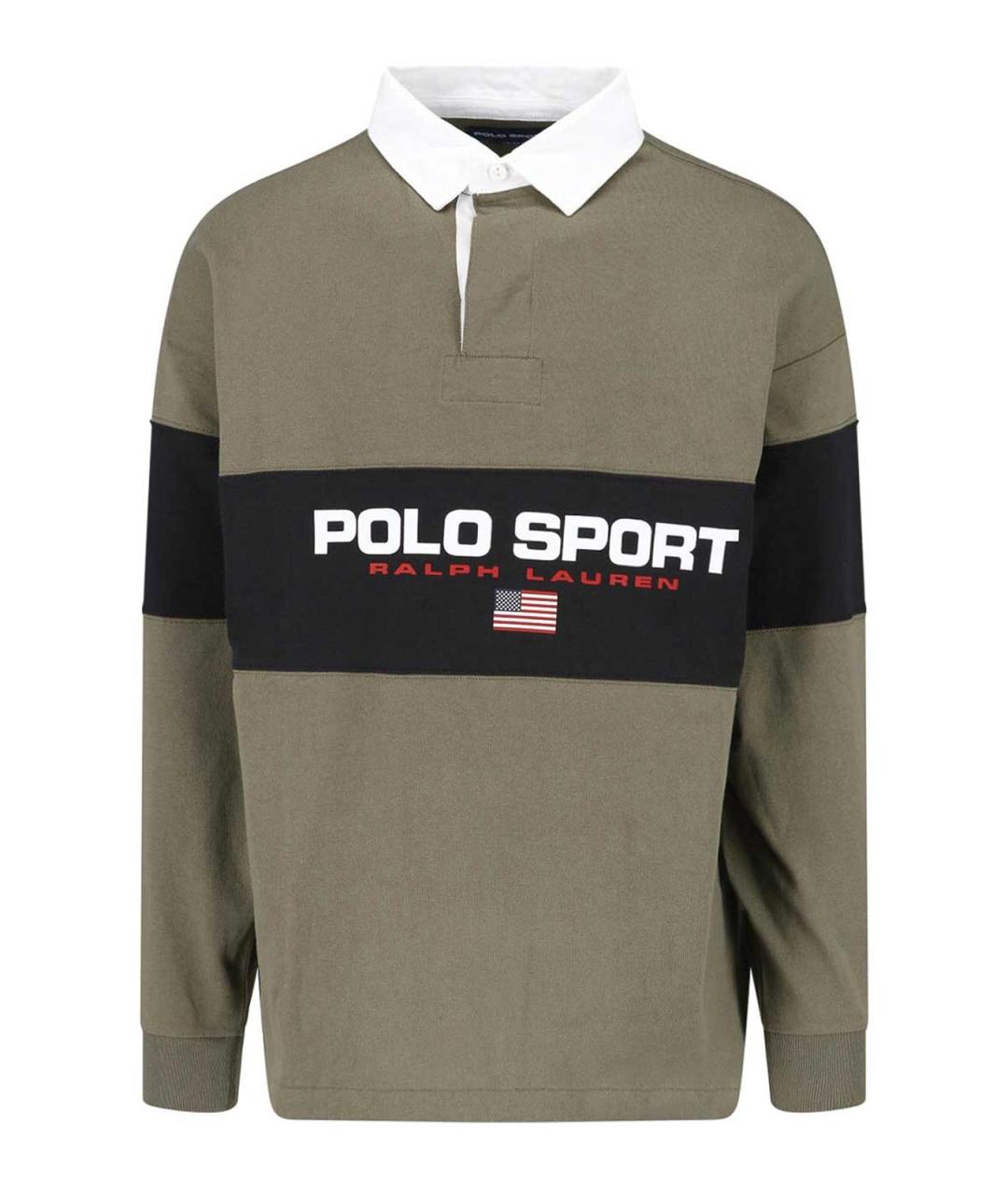 POLO RALPH LAUREN Зеленое хлопковое поло с длинным рукавом, фото 1