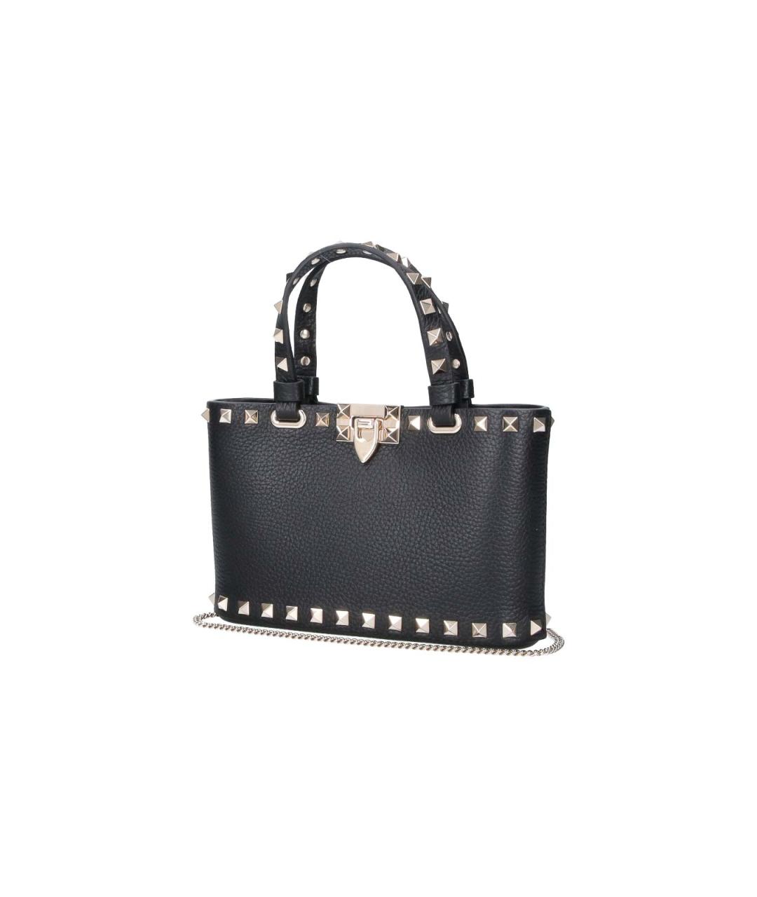 VALENTINO Черная кожаная сумка тоут, фото 2
