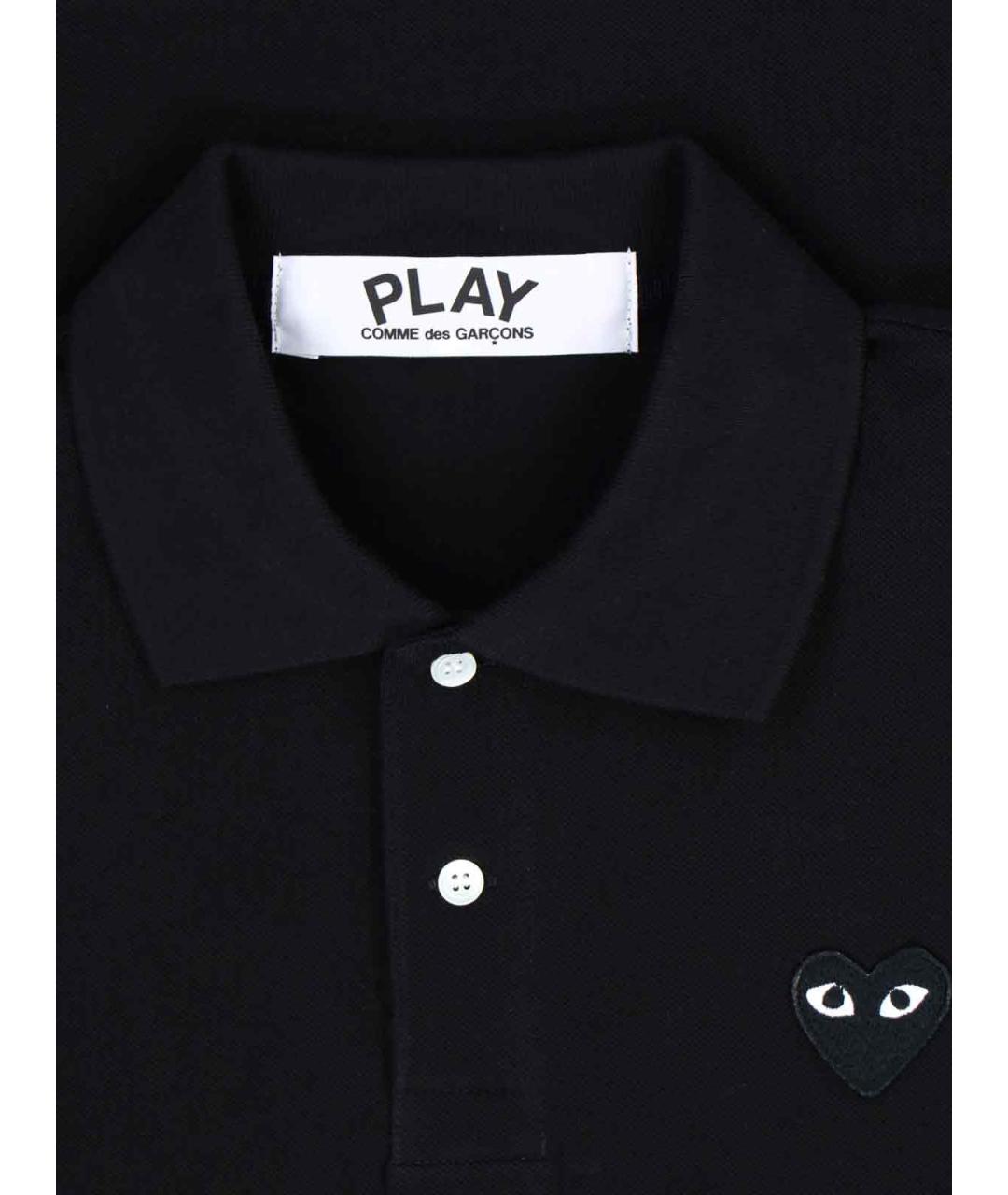 COMME DES GARÇONS PLAY Черное хлопковое поло с коротким рукавом, фото 3