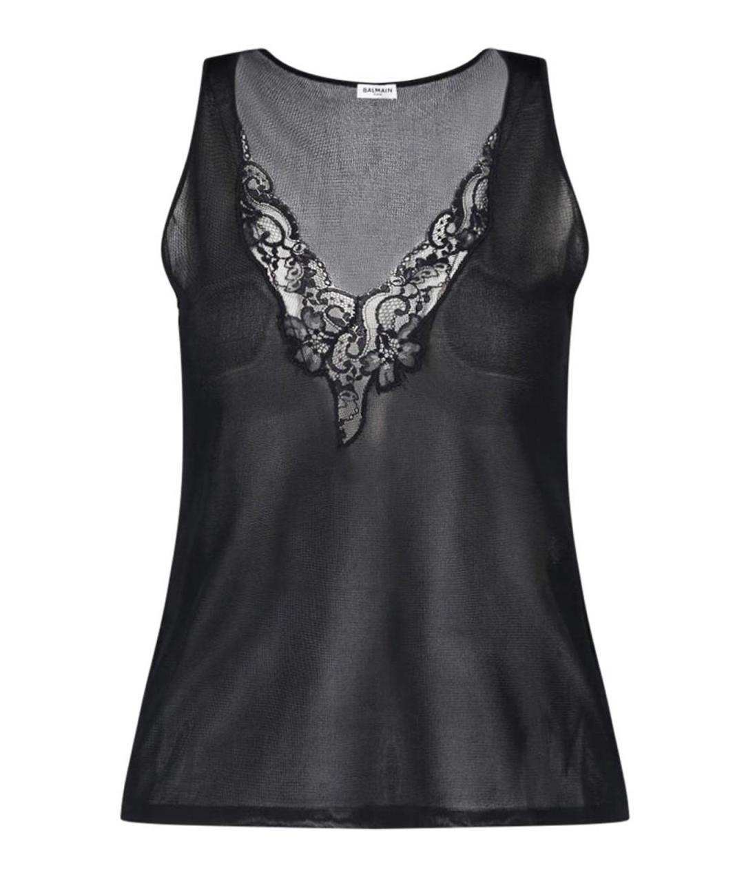 BALMAIN Черная вискозная майка, фото 1