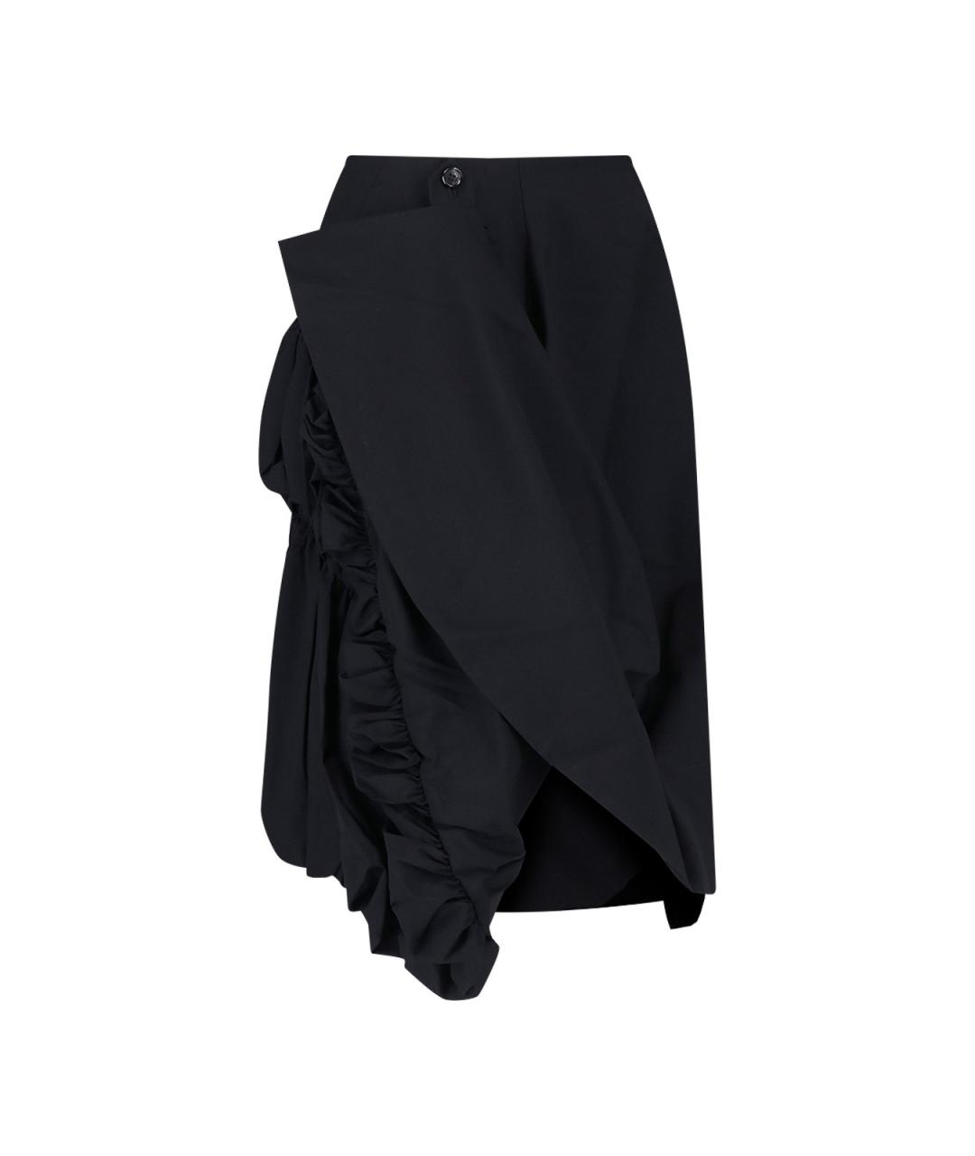 COMME DES GARÇONS Черная шерстяная юбка миди, фото 4