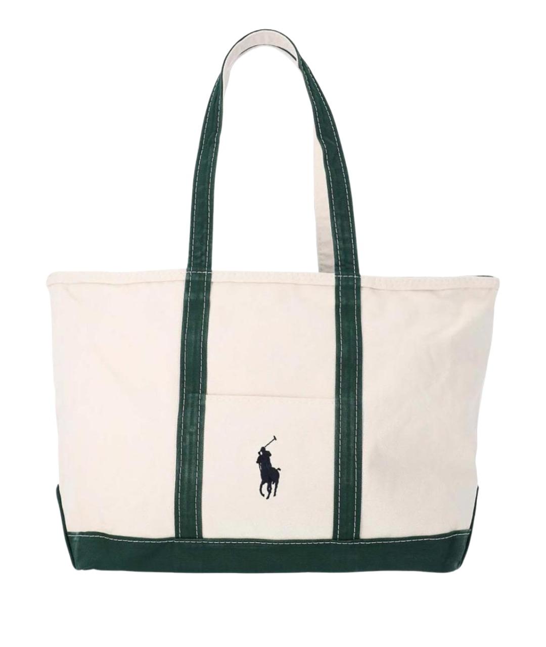 POLO RALPH LAUREN Бежевая сумка тоут из канвы, фото 1