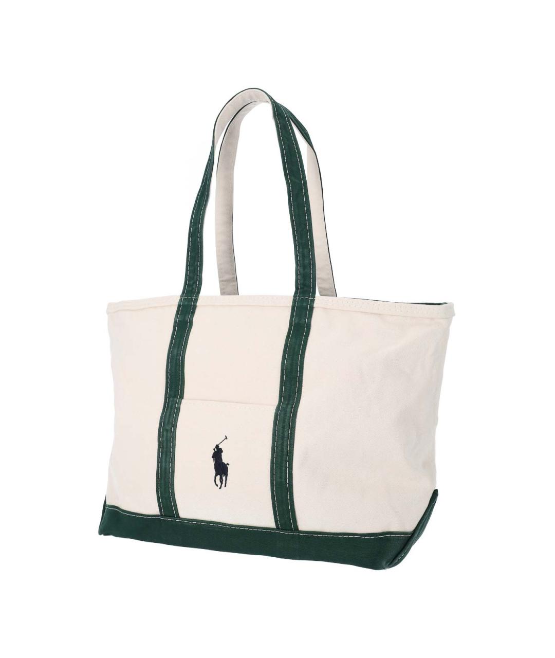 POLO RALPH LAUREN Бежевая сумка тоут из канвы, фото 2