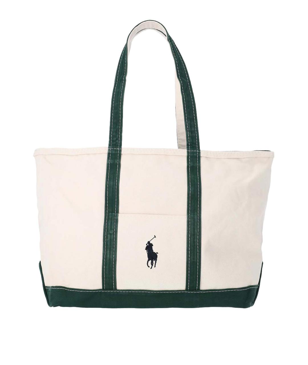 POLO RALPH LAUREN Бежевая сумка тоут из канвы, фото 6