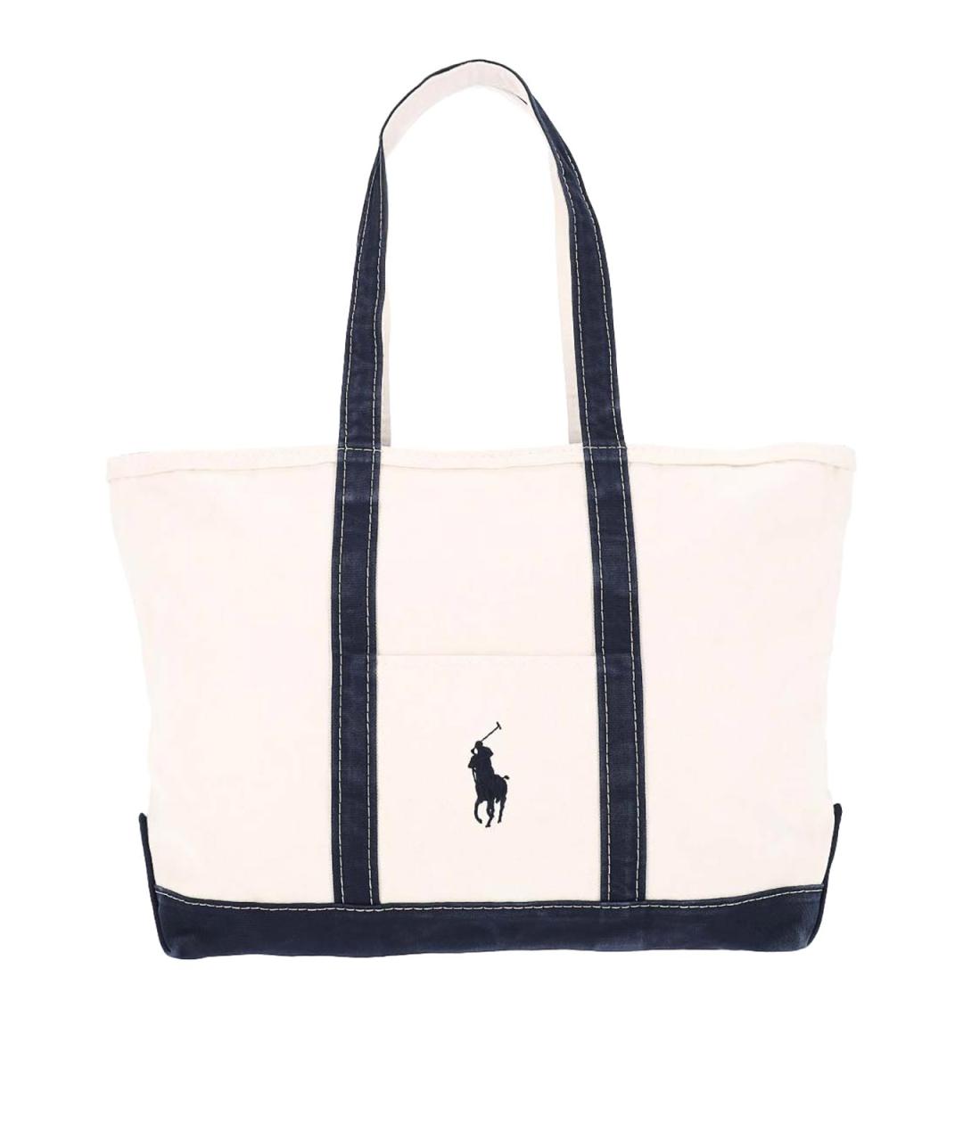 POLO RALPH LAUREN Бежевая сумка тоут из канвы, фото 6