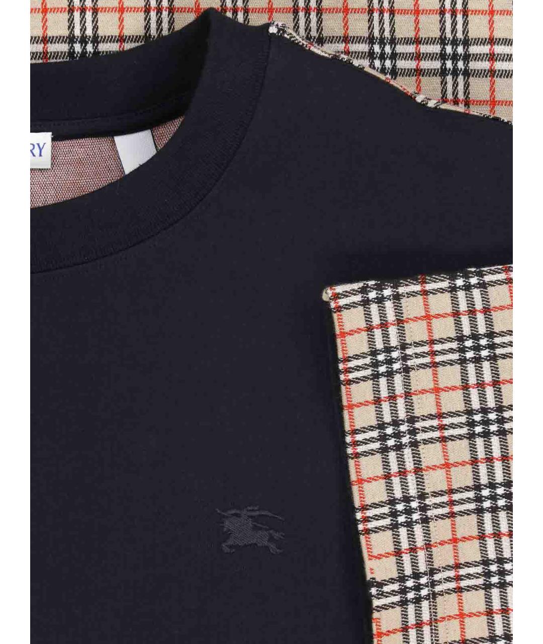 BURBERRY Черная хлопковая футболка, фото 3
