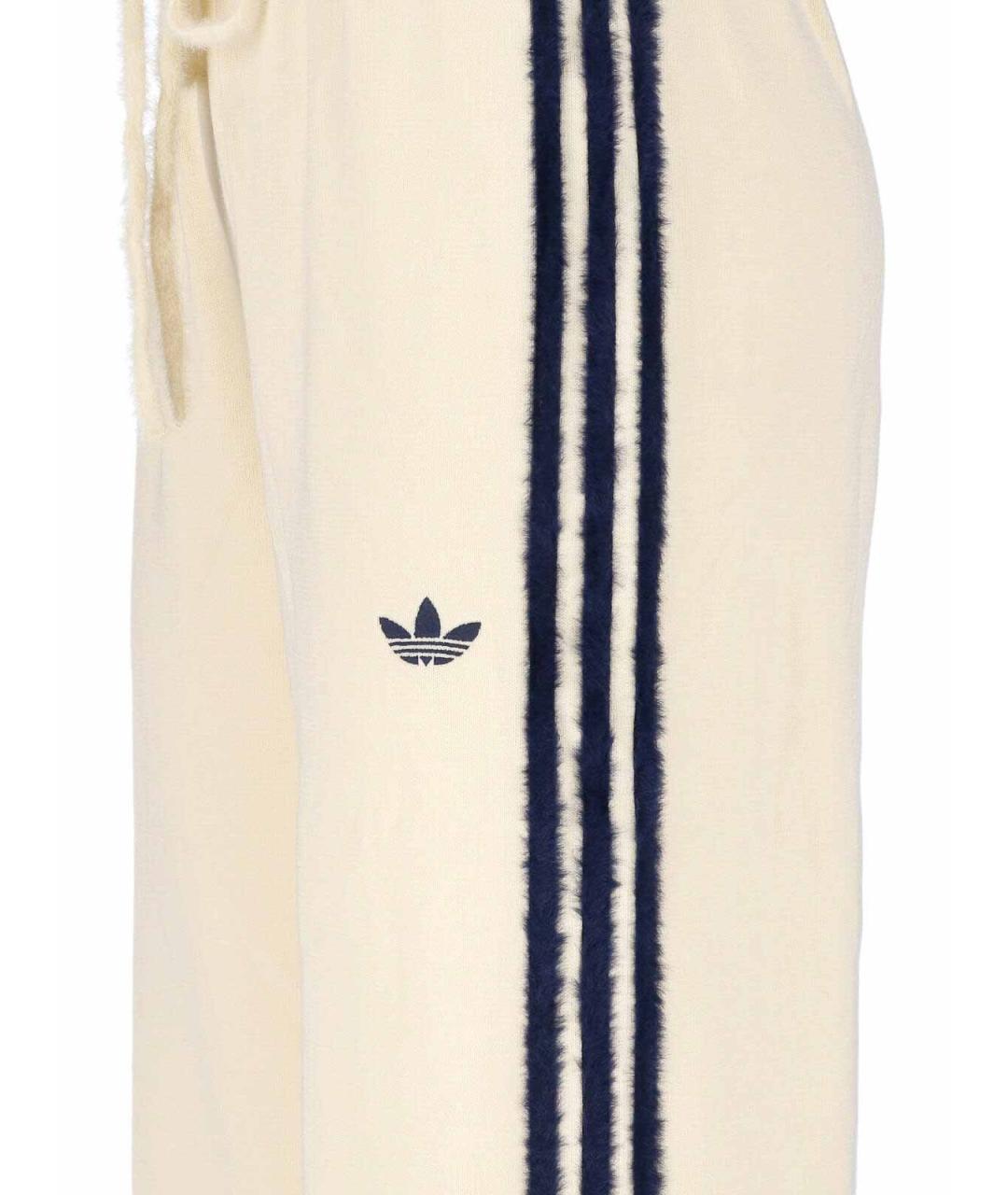 ADIDAS Бежевые полиэстеровые прямые брюки, фото 4