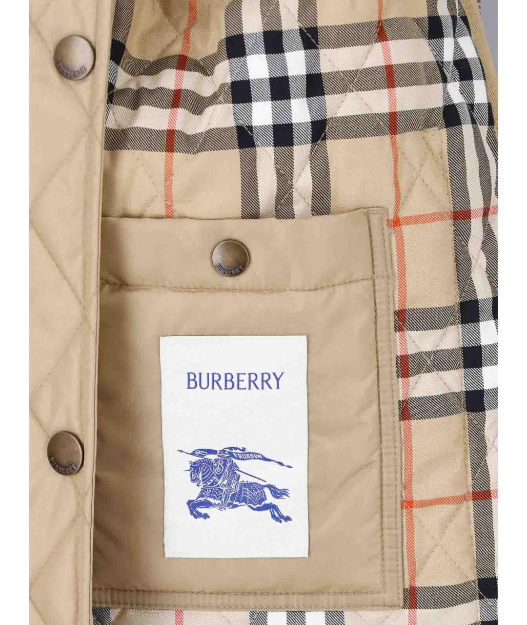 BURBERRY Бежевая нейлоновая куртка, фото 3