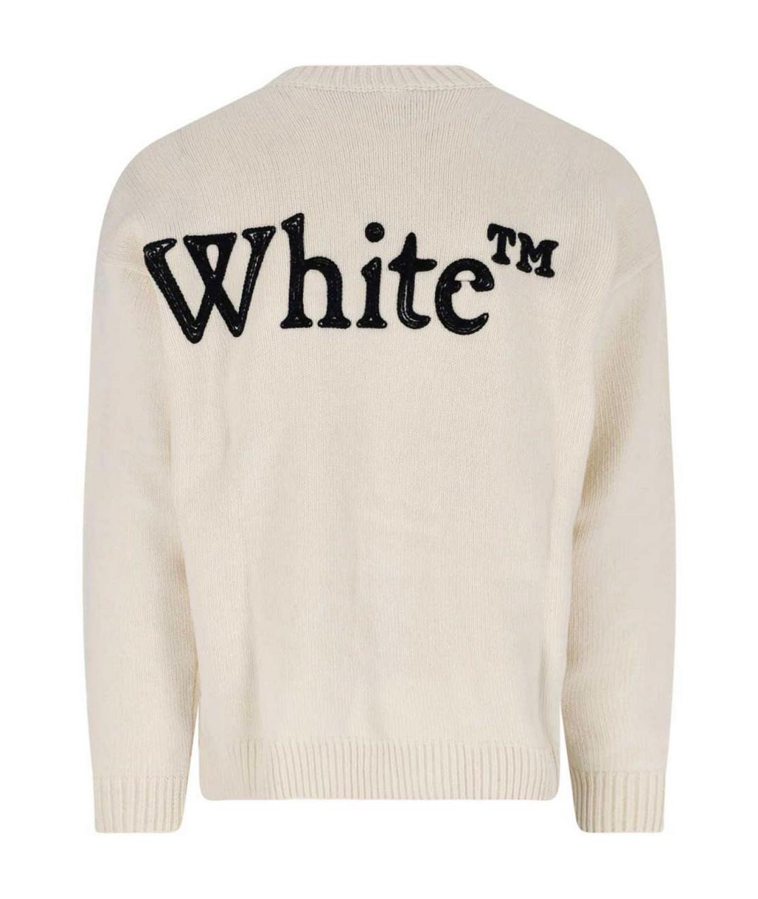 OFF-WHITE Бежевый шерстяной джемпер / свитер, фото 2