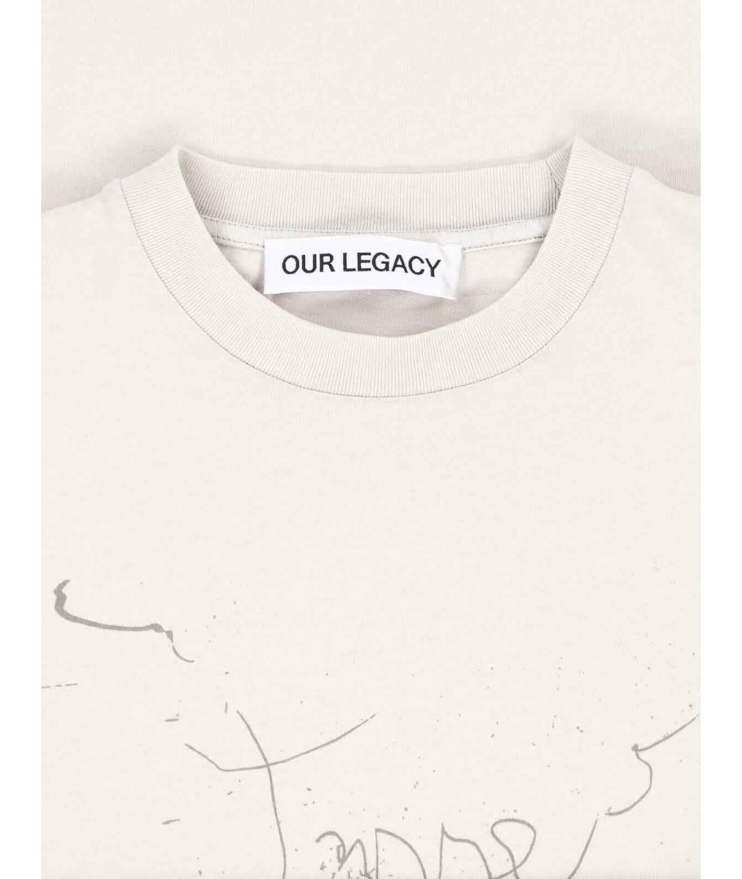 OUR LEGACY Бежевая хлопковая футболка, фото 3