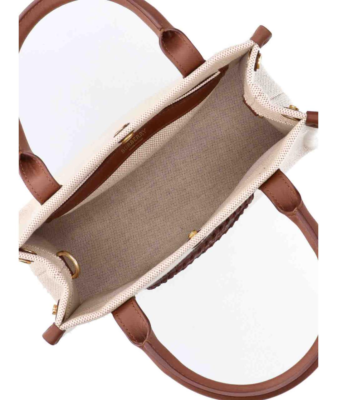 BURBERRY Бежевая сумка тоут из канвы, фото 4