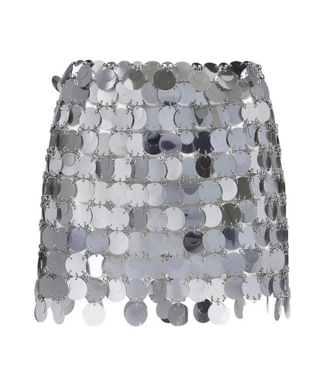 PACO RABANNE Серебряная юбка мини, фото 1
