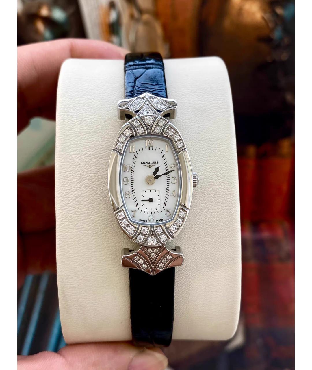 LONGINES Серые часы из кожи аллигатора, фото 6