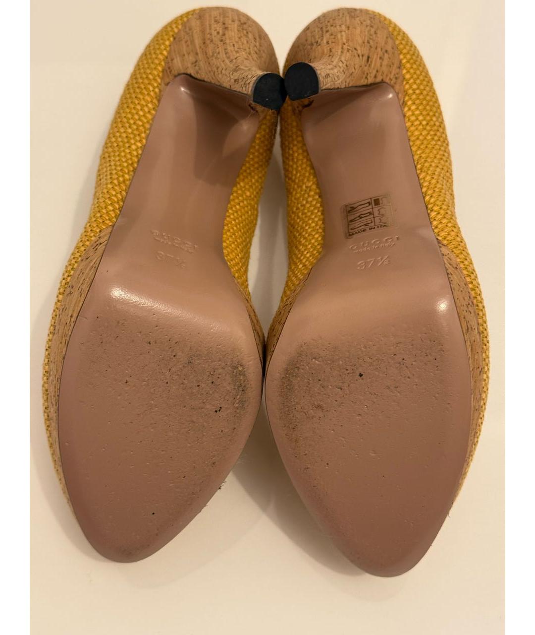 GUCCI Горчичные текстильные туфли, фото 4