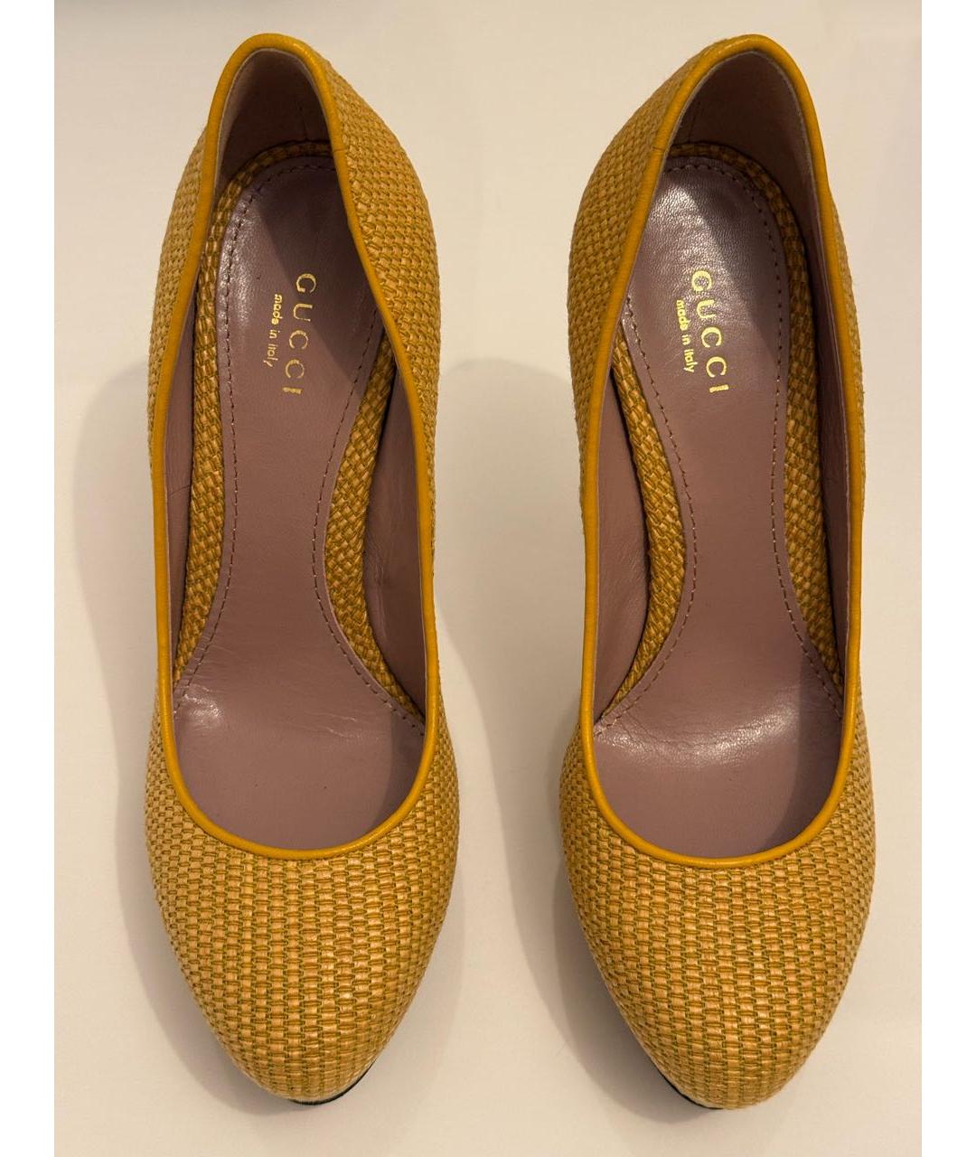 GUCCI Горчичные текстильные туфли, фото 2