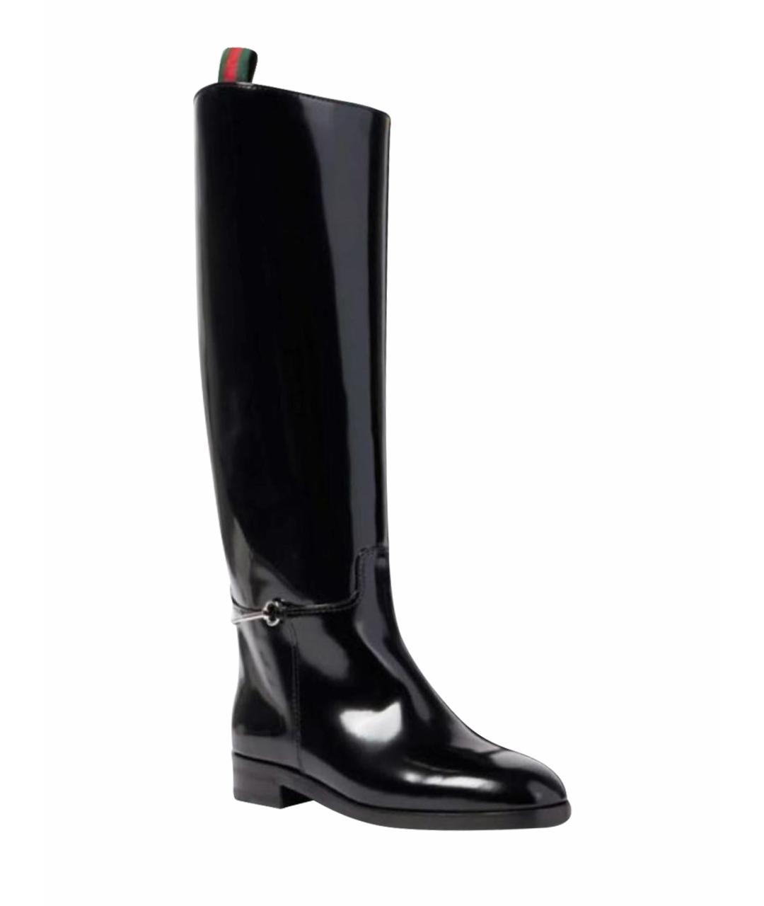 GUCCI Черные кожаные сапоги, фото 1