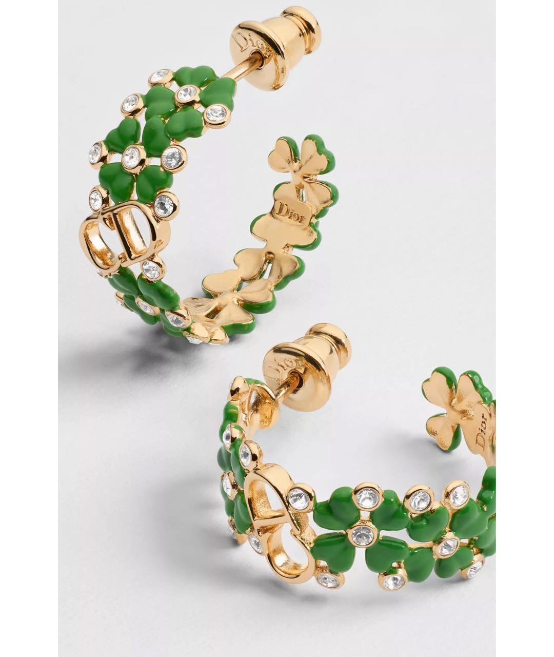 CHRISTIAN DIOR Зеленые металлические серьги, фото 2