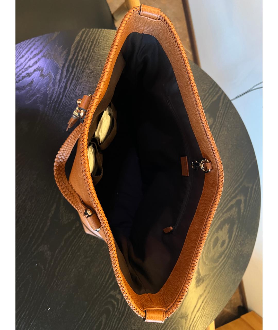 GUCCI Бежевая кожаная сумка тоут, фото 5