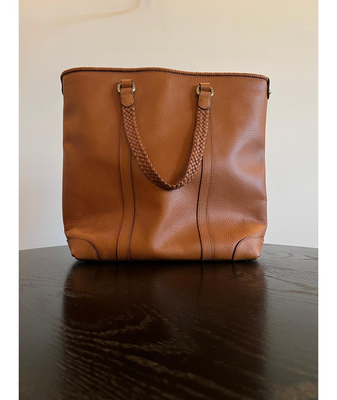 GUCCI Бежевая кожаная сумка тоут, фото 2