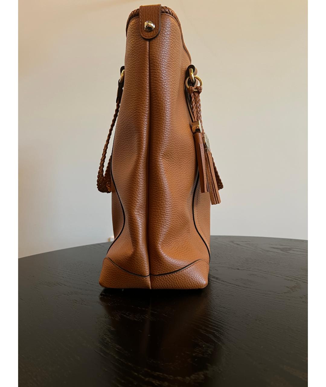 GUCCI Бежевая кожаная сумка тоут, фото 4