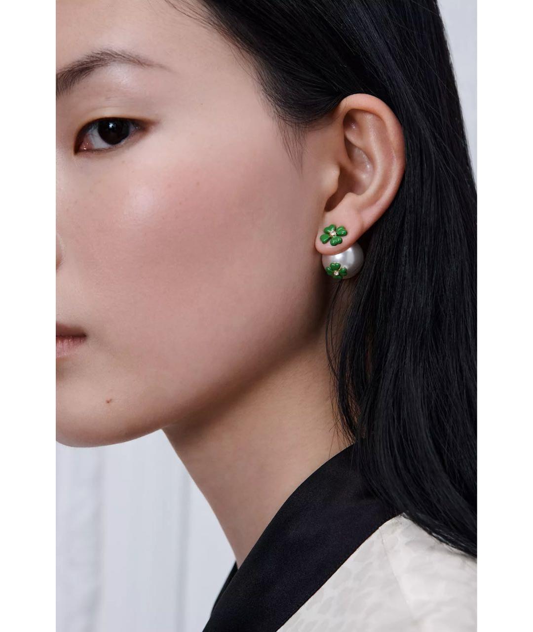 CHRISTIAN DIOR Зеленые металлические серьги, фото 2
