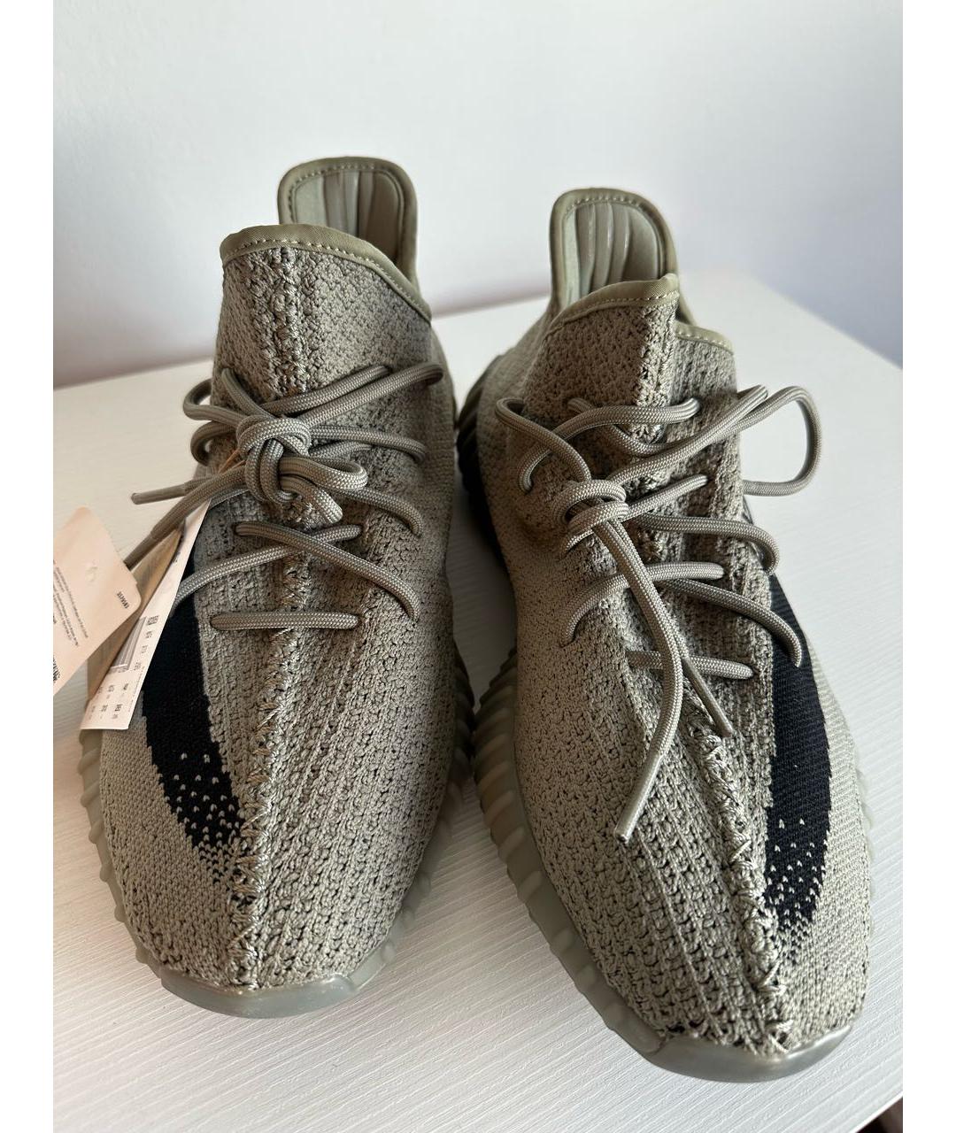 ADIDAS YEEZY Хаки текстильные низкие кроссовки / кеды, фото 2