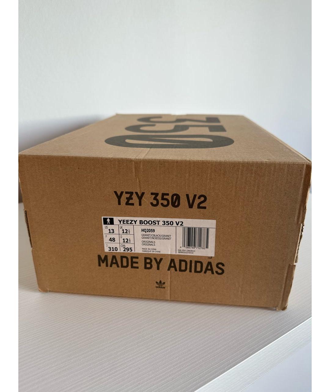 ADIDAS YEEZY Хаки текстильные низкие кроссовки / кеды, фото 7
