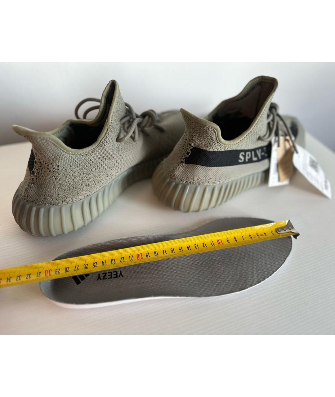 ADIDAS YEEZY Хаки текстильные низкие кроссовки / кеды, фото 6