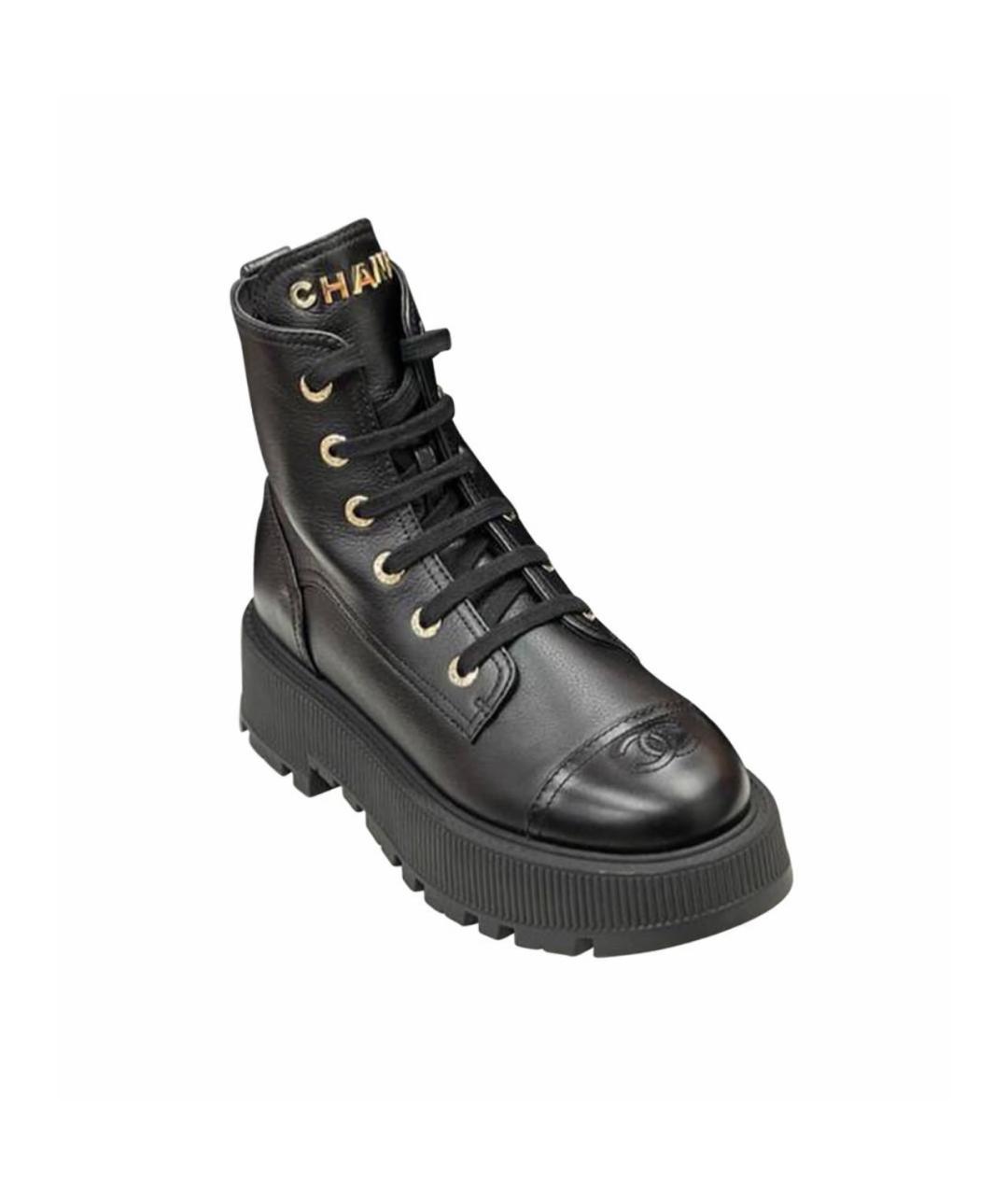CHANEL Черные кожаные ботинки, фото 1
