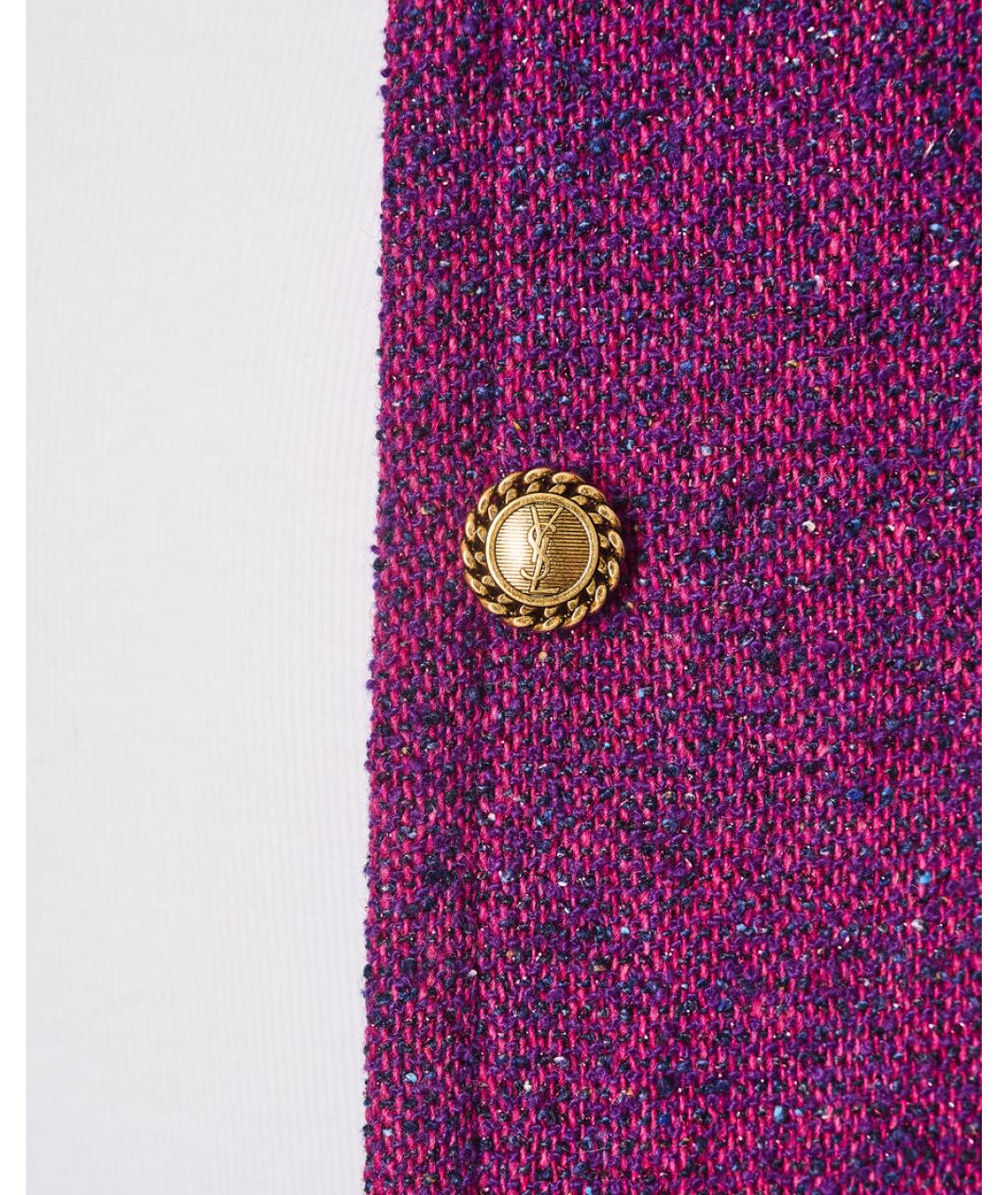 SAINT LAURENT Фиолетовый шерстяной жакет/пиджак, фото 6