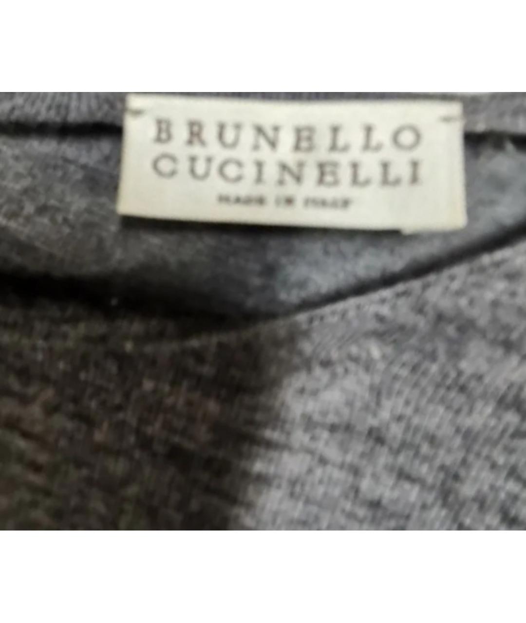 BRUNELLO CUCINELLI Серое шерстяное повседневное платье, фото 3