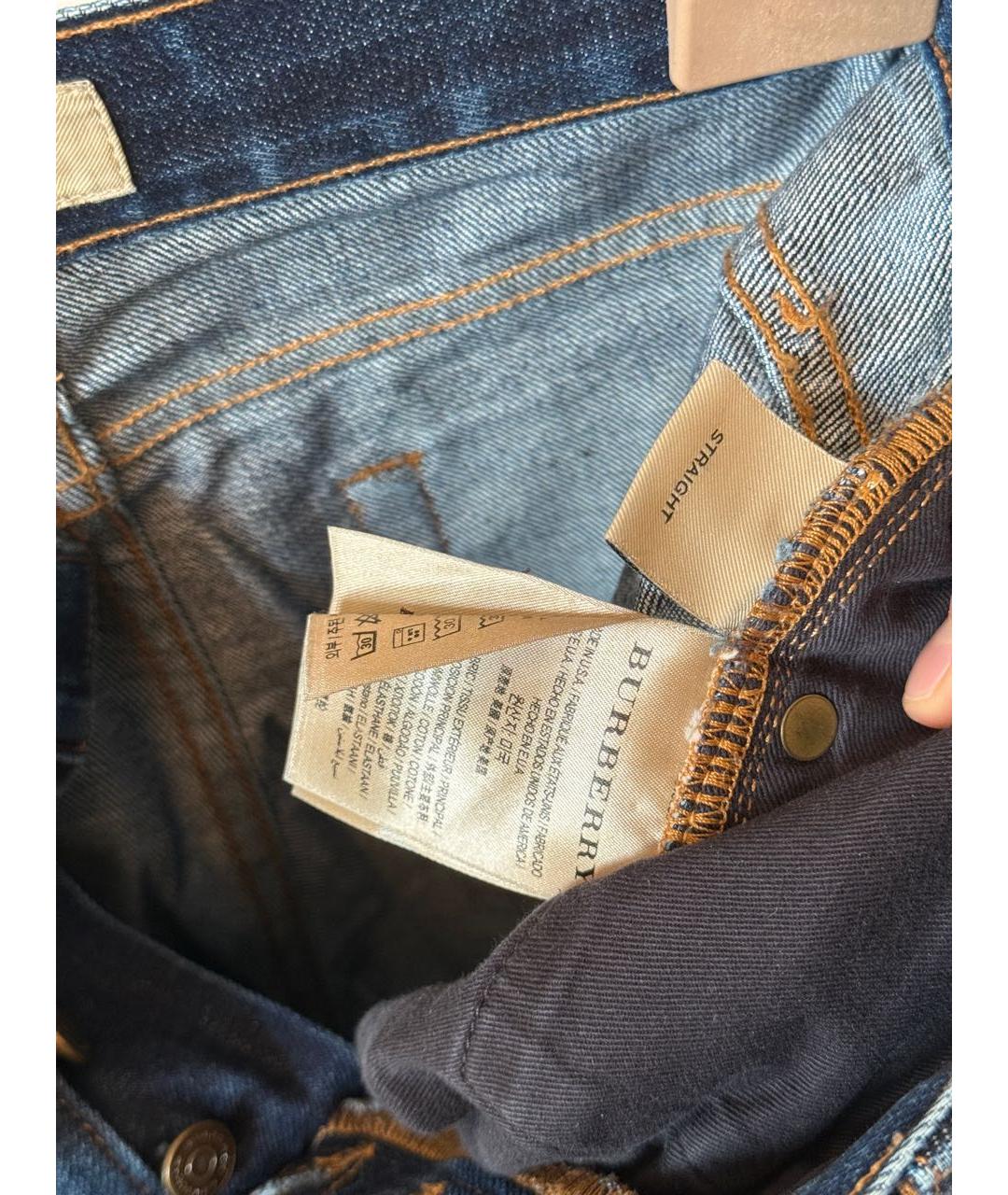 BURBERRY Темно-синие хлопковые прямые джинсы, фото 5