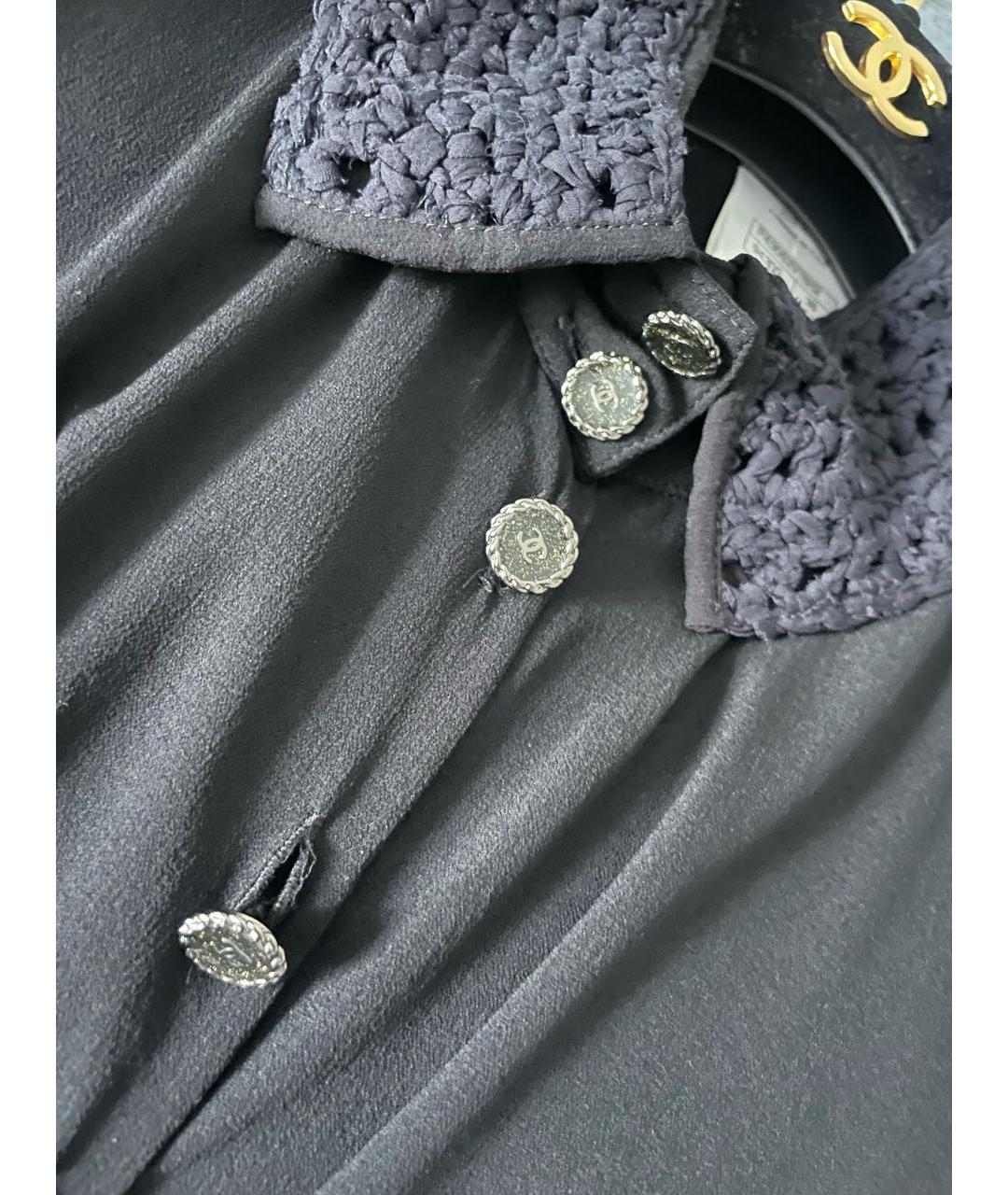 CHANEL Черная шелковая блузы, фото 5