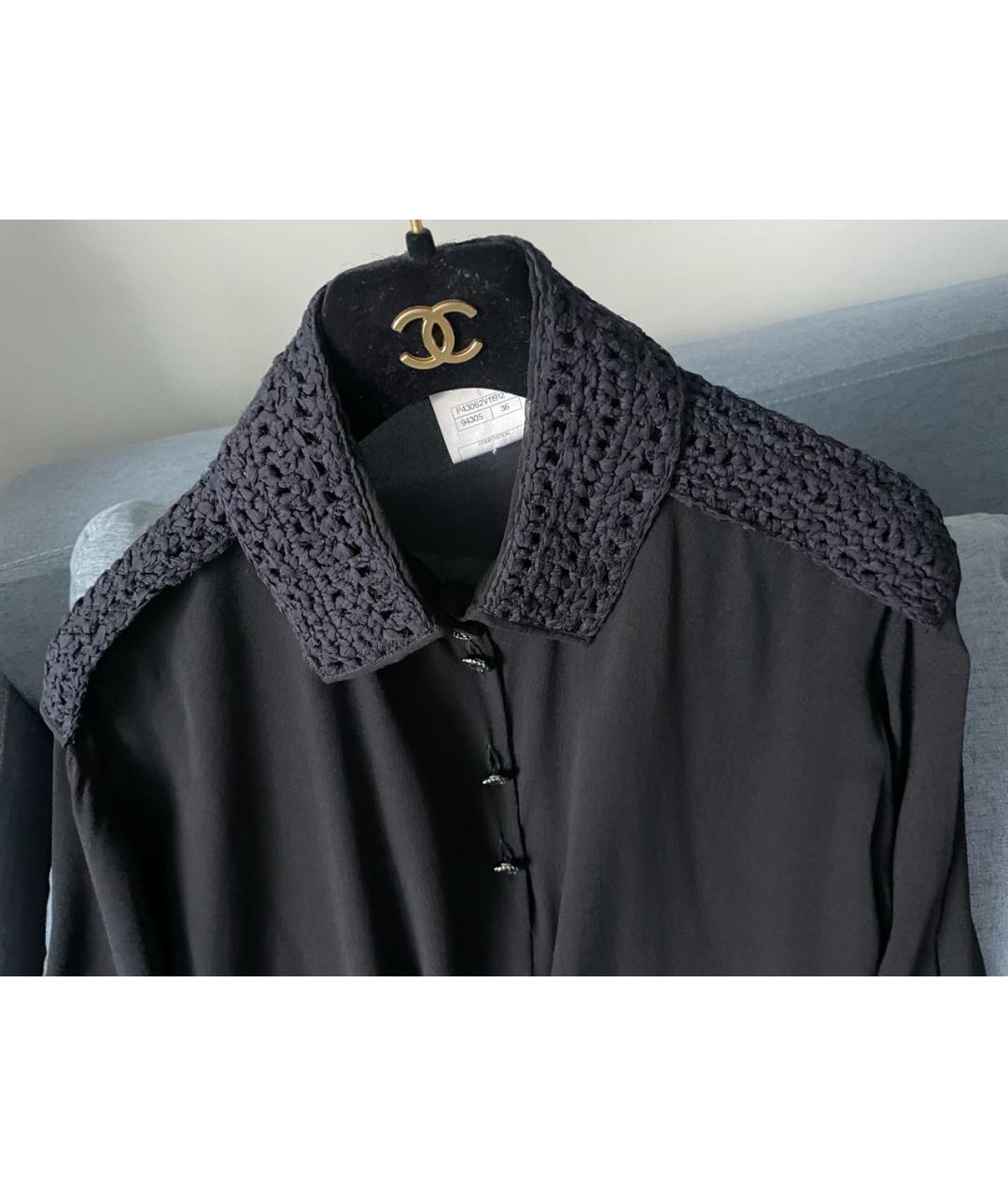 CHANEL Черная шелковая блузы, фото 3