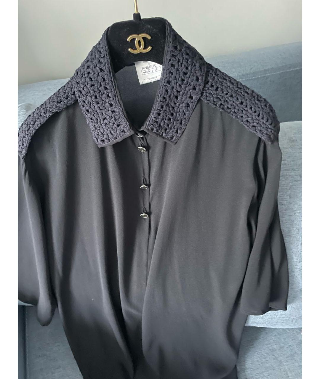 CHANEL Черная шелковая блузы, фото 4