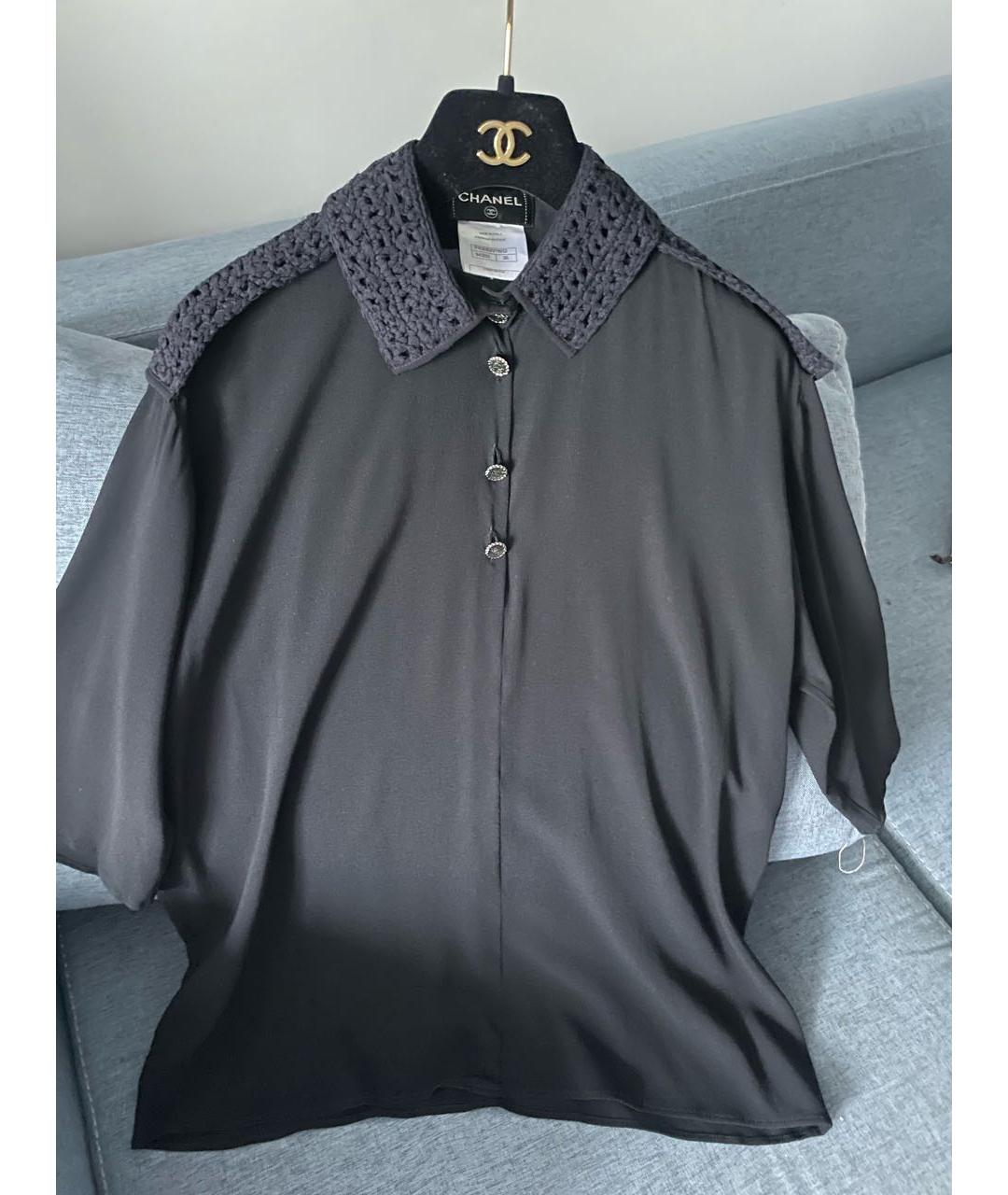 CHANEL Черная шелковая блузы, фото 2