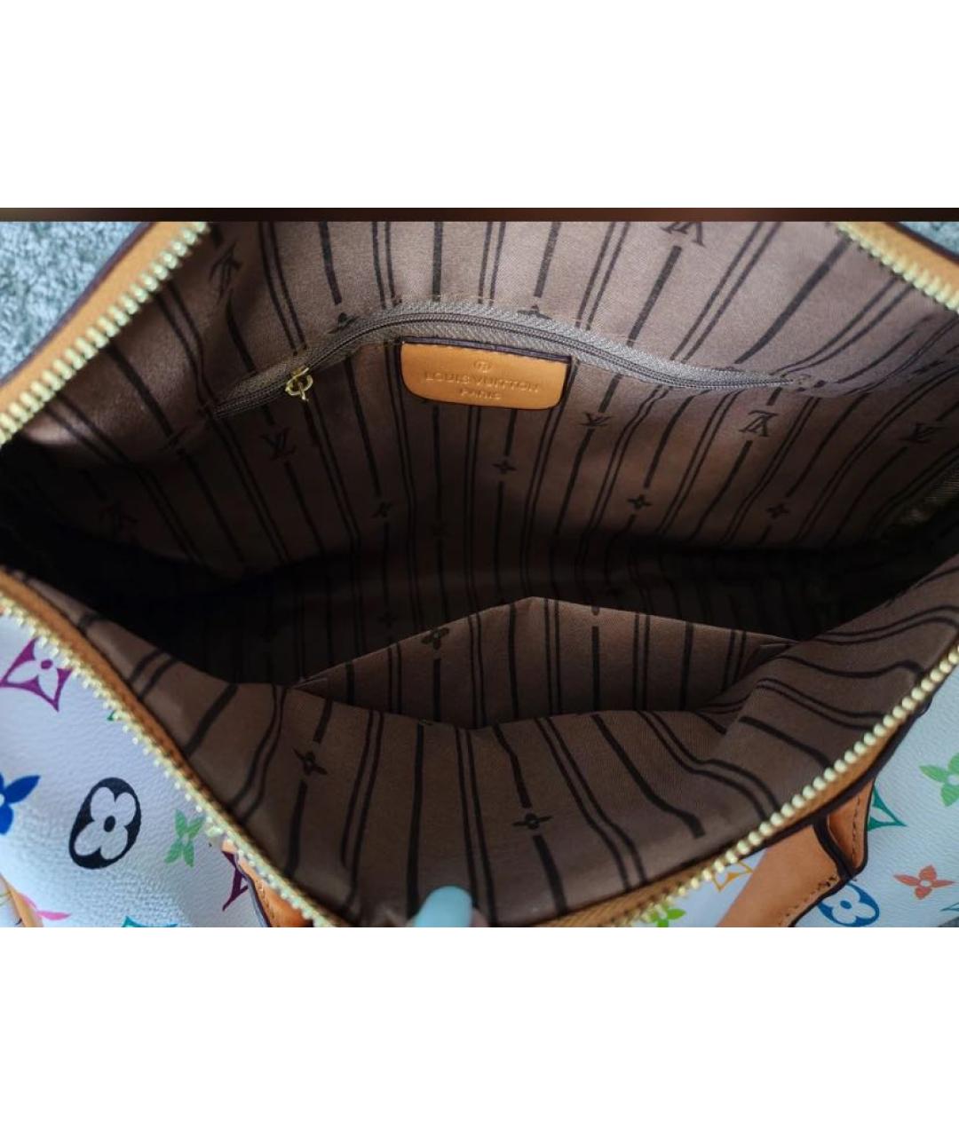LOUIS VUITTON Белая дорожная/спортивная сумка из канвы, фото 4