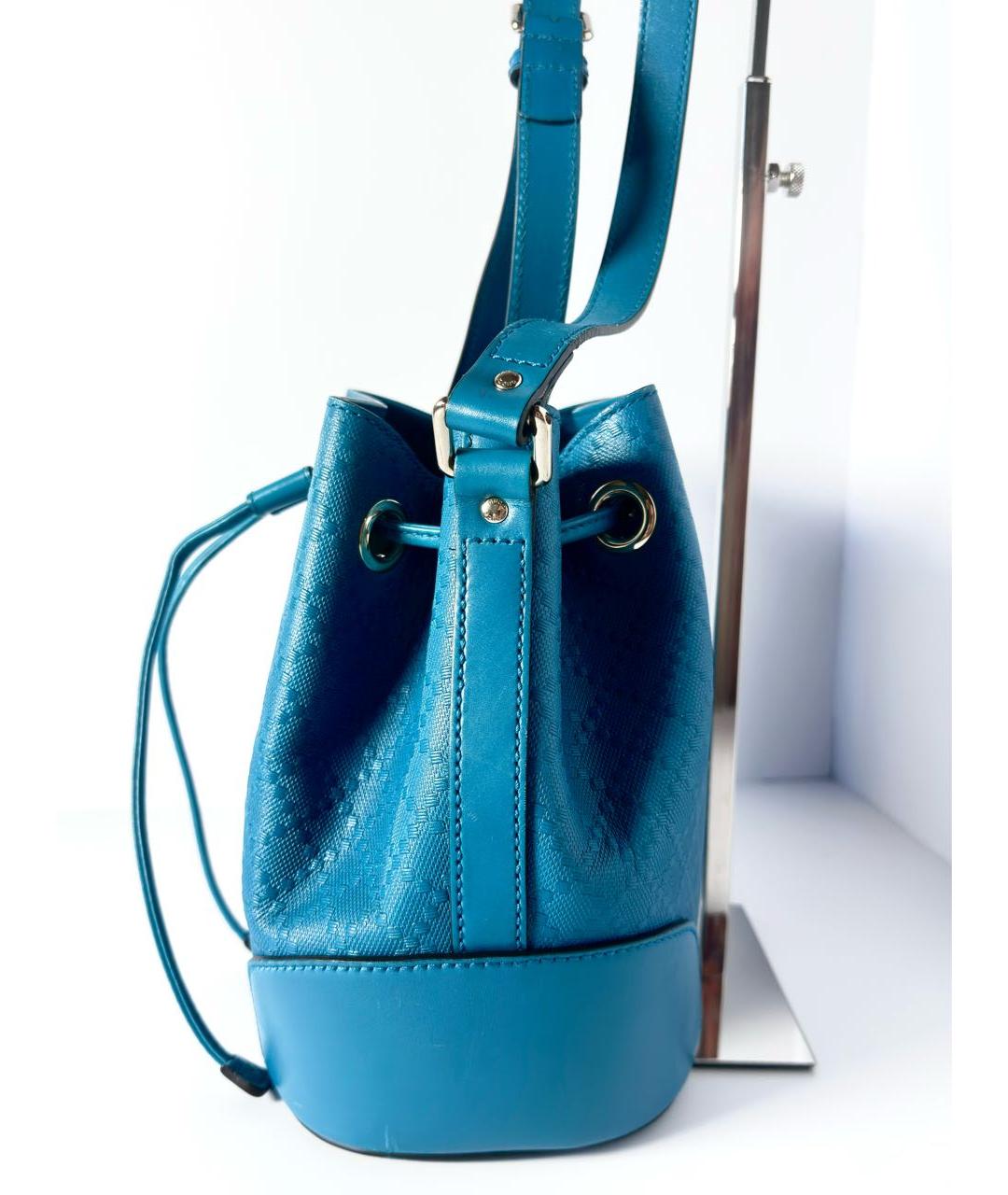 GUCCI Бирюзовая кожаная сумка через плечо, фото 8