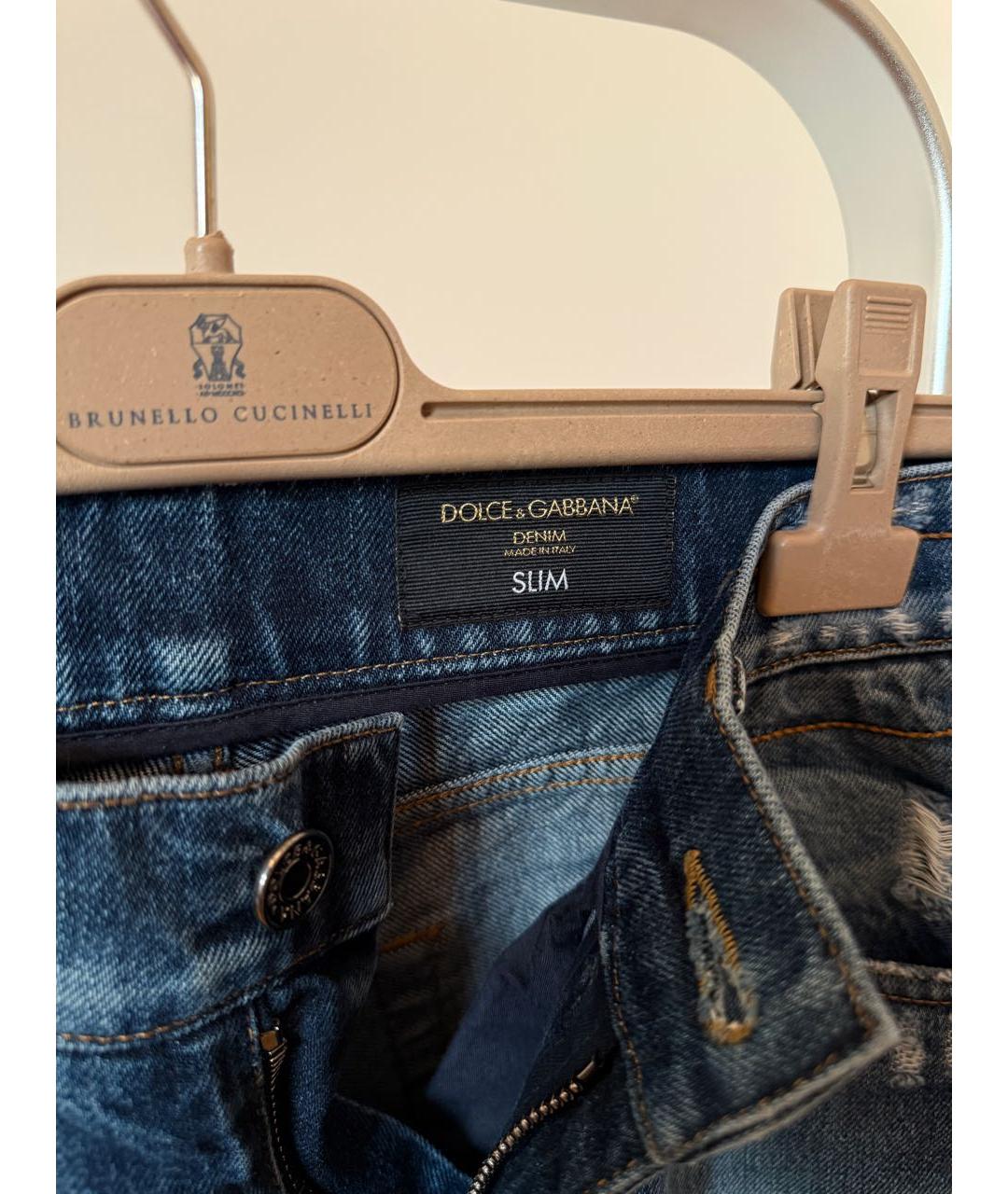 DOLCE&GABBANA Темно-синие хлопковые джинсы скинни, фото 3