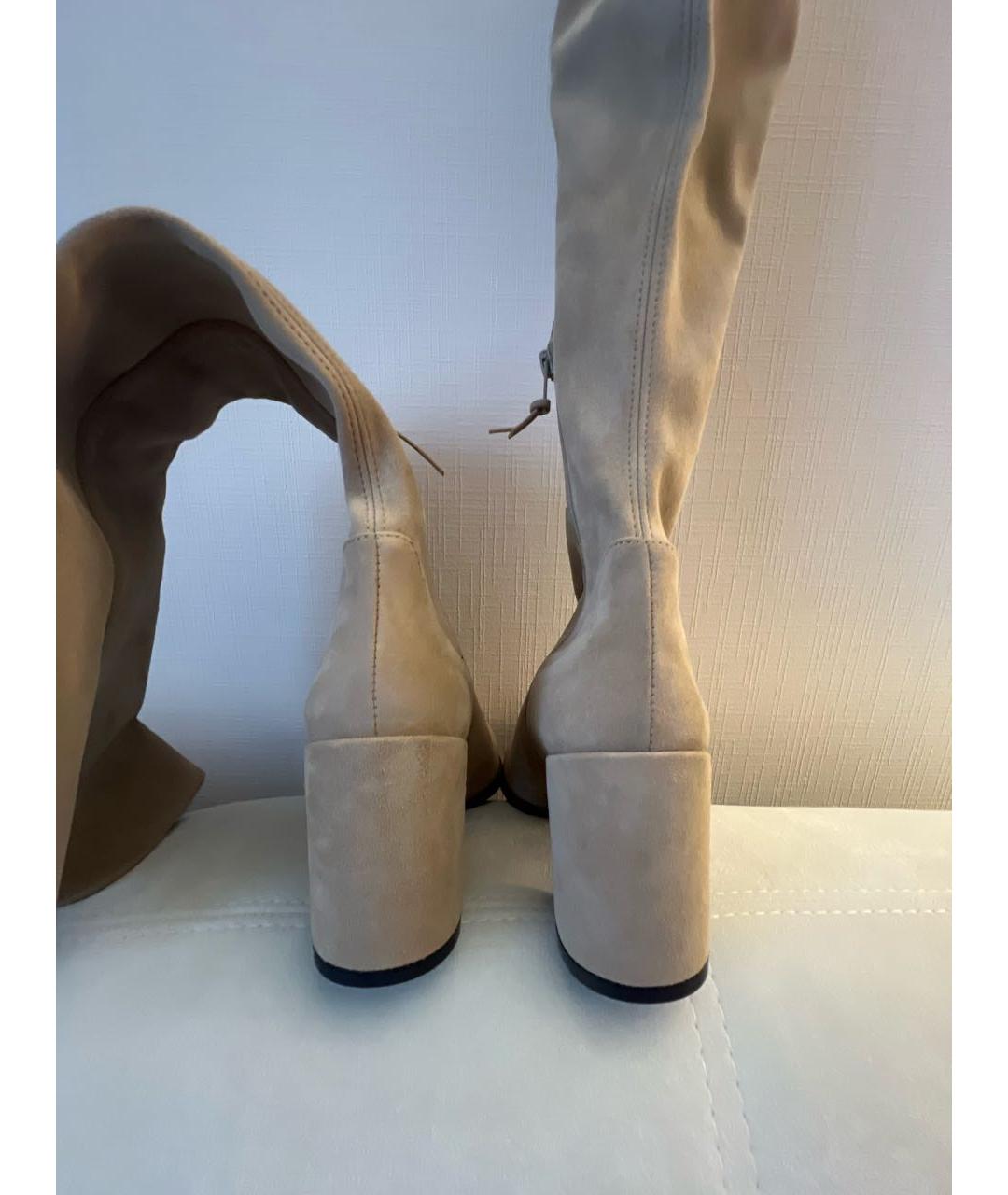 STUART WEITZMAN Бежевые замшевые ботфорты, фото 4