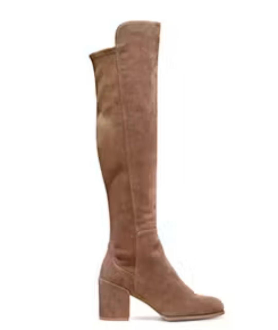 STUART WEITZMAN Бежевые замшевые ботфорты, фото 6