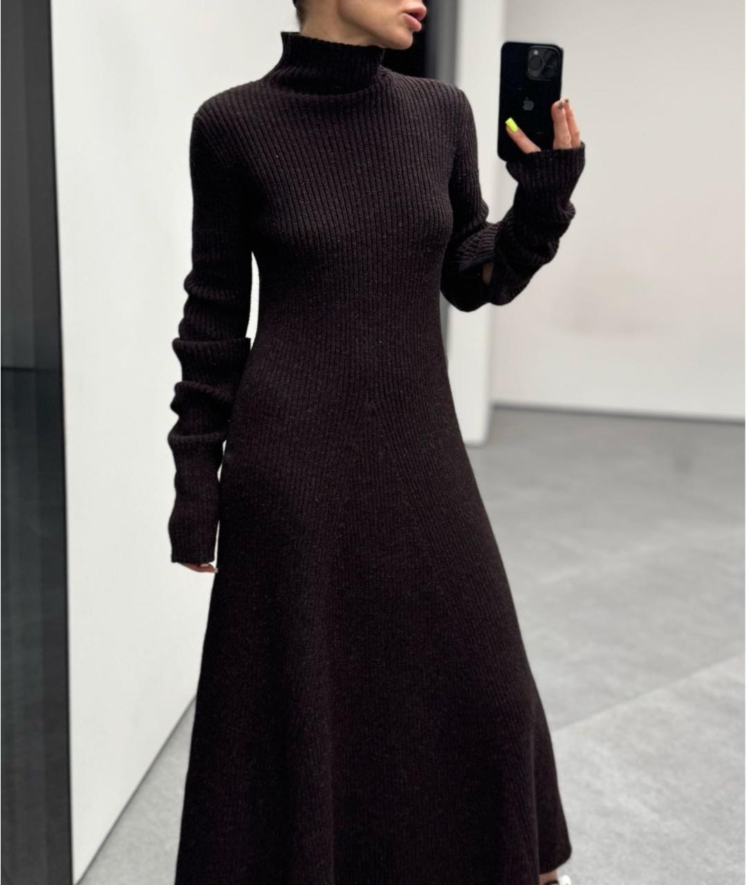 CELINE Коричневое шерстяное повседневное платье, фото 7